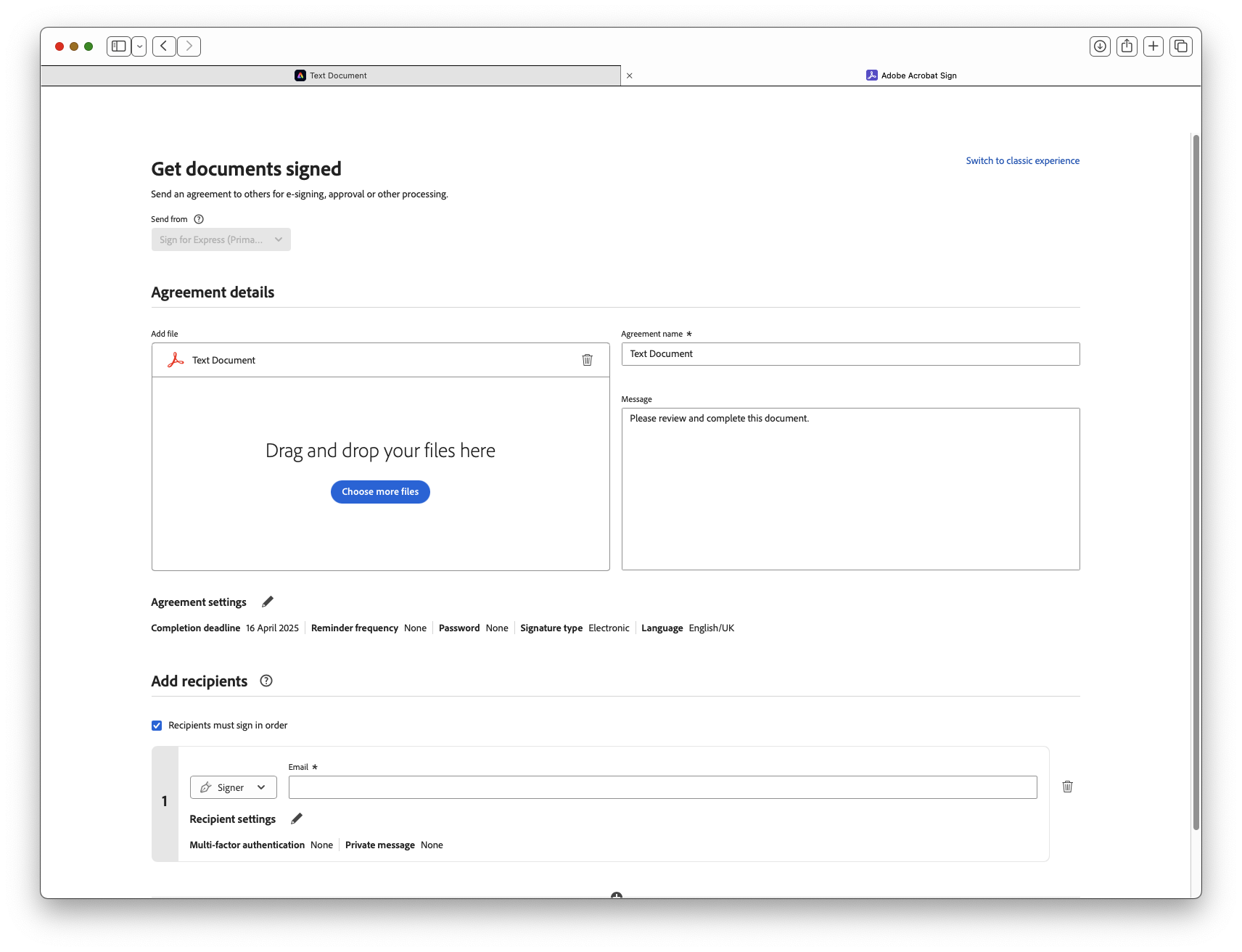 Agreement definition in Acrobat Sign